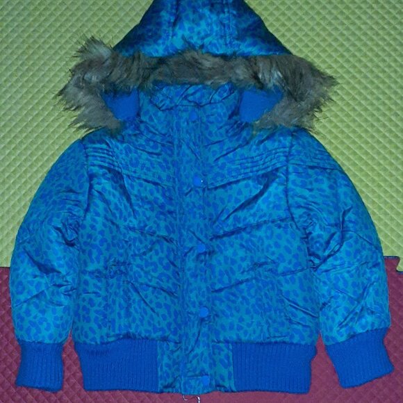 New "Dollhouse" Removable Hood Fleece Lined Leopard Pattern Puffer Jacket - Picture 2 of 3
